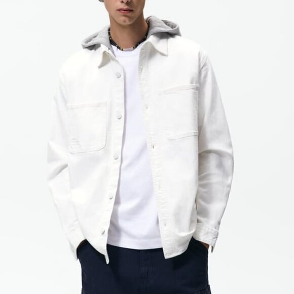 ZARA SHIRT JACKET WITH COMBINED HOOD - Picture 1 of 11